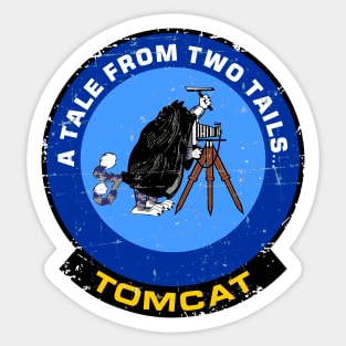 F-14 Tomcat - A Tale From Two Tails... - Blue Grunge Style Sticker